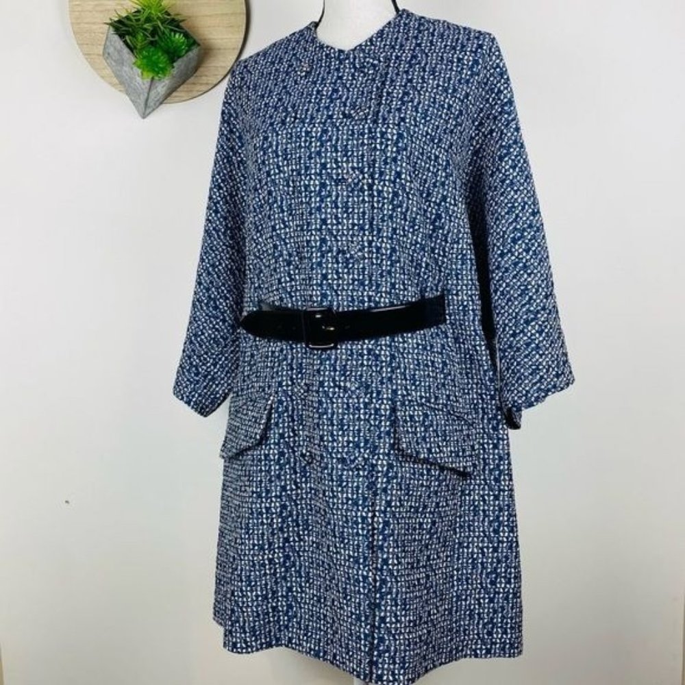 Riva Woman Blue Print 3/4 Trench Jacket Size XL